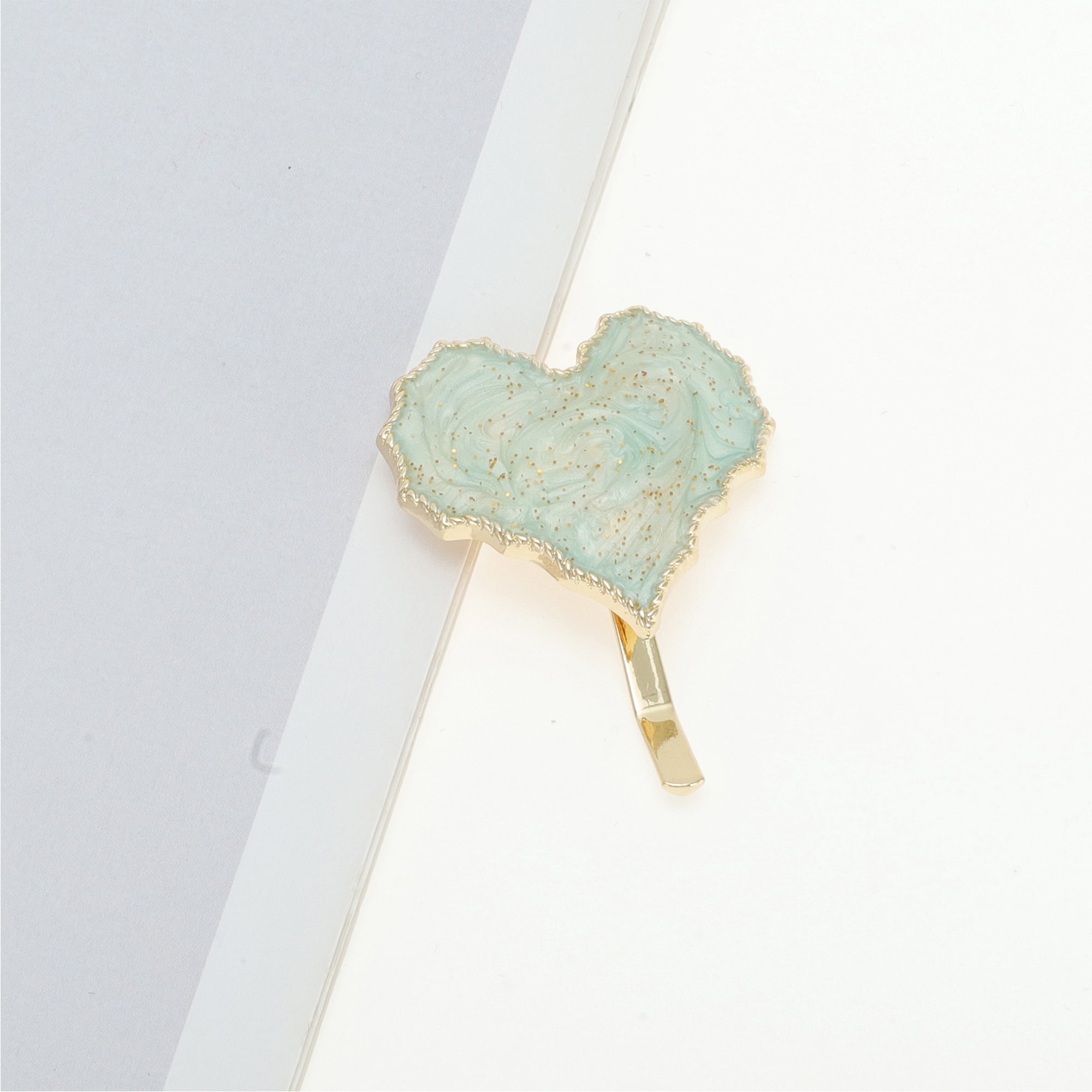 Unique Bargains Heart Shape Ponytail Buckle Hair Clip for Women Light Green