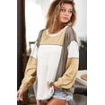 thumbnail image 3 of FOLUNSI Stylish Khaki Color Block Top - Fashionable Patchwork for Women!, 3 of 8