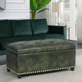thumbnail image 2 of Joveco Leather Rectangular Storage Bench Ottoman Foot Rest Stool,Coffee Tables Footstool,Green, 2 of 5