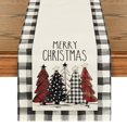 thumbnail image 2 of MOQIN Winter Christmas Table Runner Watercolor Red and Black Buffalo Plaid Christmas Trees Merry Xmas Runner, Kitchen Dining Table Decoration for Indoor Home Party 13 x 48 Inch, 2 of 8