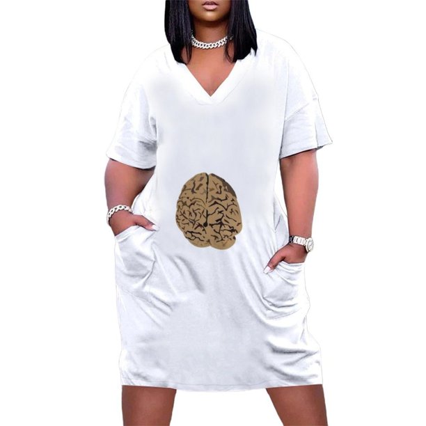 Vestido holgado con bolsillos en color marrón cerebro para niñas, ropa de mujer, vestido de fiesta, noche, elegante, de lujo, celebridad.