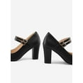 thumbnail image 3 of PENNYSUE Women's Mary Jane Pumps High Heels - Round and Closed Toe Shoes with Double Ankle Strap Buckle for Summer Party Wedding Occasions, 3 of 5