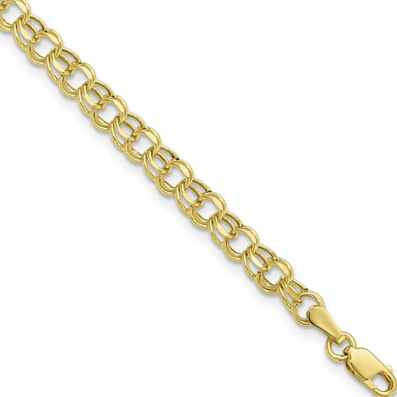 10K Yellow Gold 7In 4.5mm Hollow Diamond-Cut Double Link Charm Bracelet (7 X 4.5) Made In Peru 10doh21-7