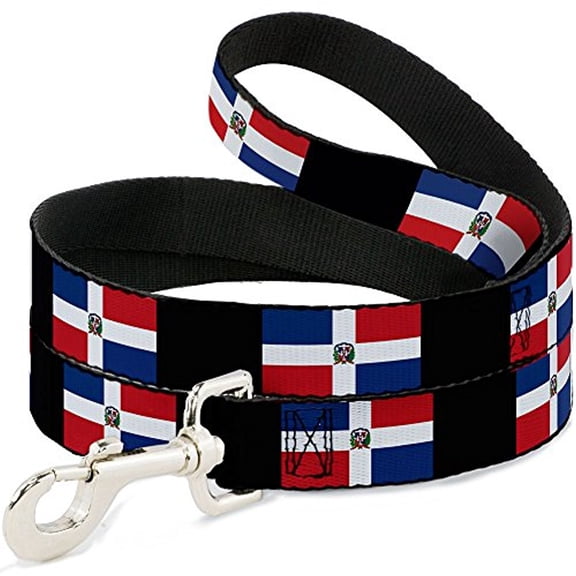 Buckle-Down DL-W30498 Dominican Republic Flags Black Block Dog Leash