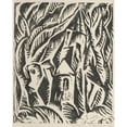 thumbnail image 3 of Wacław Wąsowicz 20x24 Black Modern Framed Museum Art Print Titled - Landscape with a Church (1920), 3 of 5