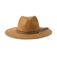 thumbnail image 5 of Wide Flat Brim Fedora Hat Women Suede Panama Rancher Hat, 5 of 8