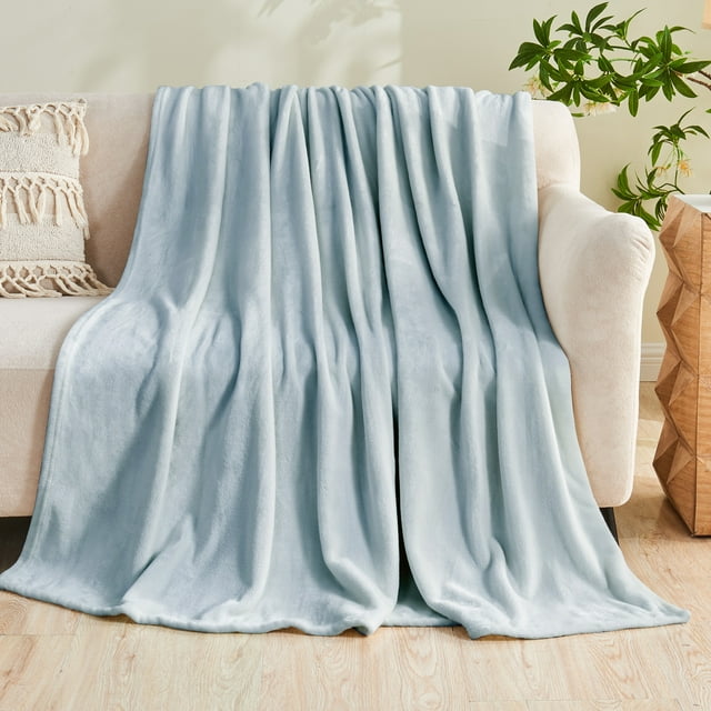 Gogreen Couverture en Flanelle Douillette Imprimée - Couverture de Lit Format Simple pour la Décoration de la Maison - Ultra Douce, Légère, Jetés en Microfibre (Simple - 60 Pouces x 80 Pouces, Bleu Pâle)