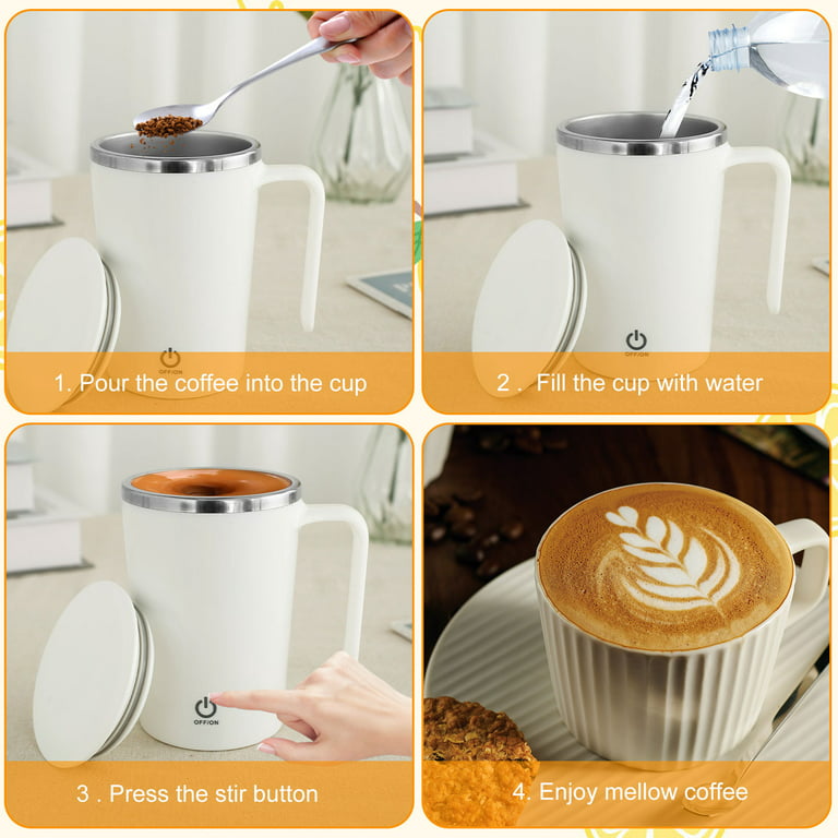 1pc 304 Stainless Steel Electric Automatic Stirring Coffee Cup