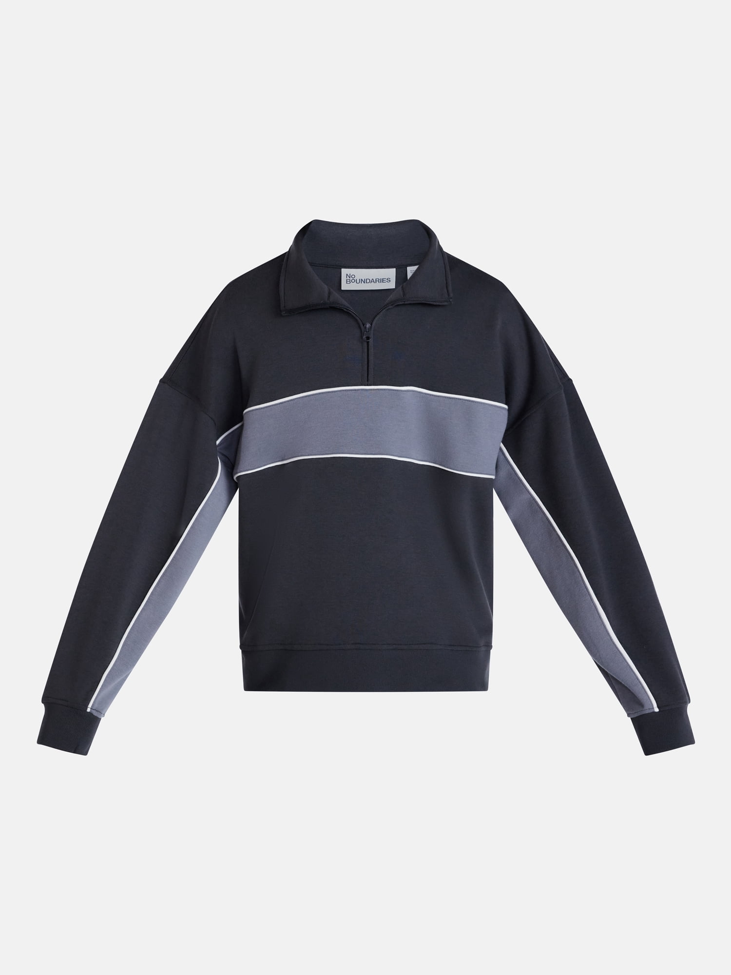 No Boundaries Sporty Quarter Zip Sweatshirt with Long Sleeves, Men's XS-5XB
