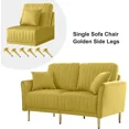 thumbnail image 4 of Duety 3 Piece Set with Velvet Living Room Sofa and 2-Loveseat in Goldenrod, 4 of 5