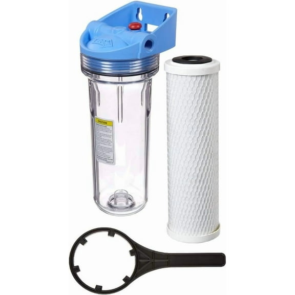 IPW Industries Inc. 3G Residential Point of Use Drinking Water System Kit with Integrated Bracket 1/2" Slimline Clear Filter Housing; CBC-10 Filter; Wrench | (158649, 155162-43, 150539)