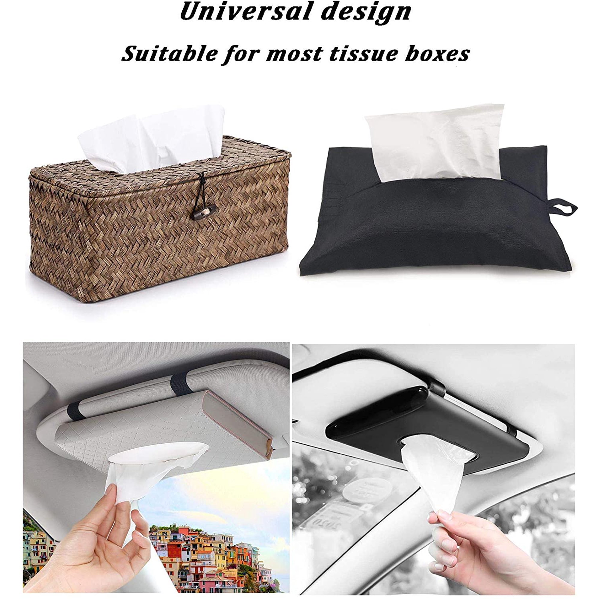 Lot De 6 Recharges De Mouchoirs Pour Voiture – Porte-serviettes Pare-soleil – Blanc – Neuf