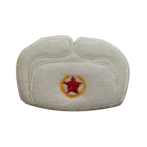 ID 7575 White Russian Hat Patch Ushanka Trooper Fur Embroidered Iron On Applique