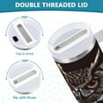 thumbnail image 5 of Ryvnso 30 oz Tumbler with Handle and Straw Insulated Stainless Steel Travel Mug with Lid Owl Flowers Skull, 5 of 9