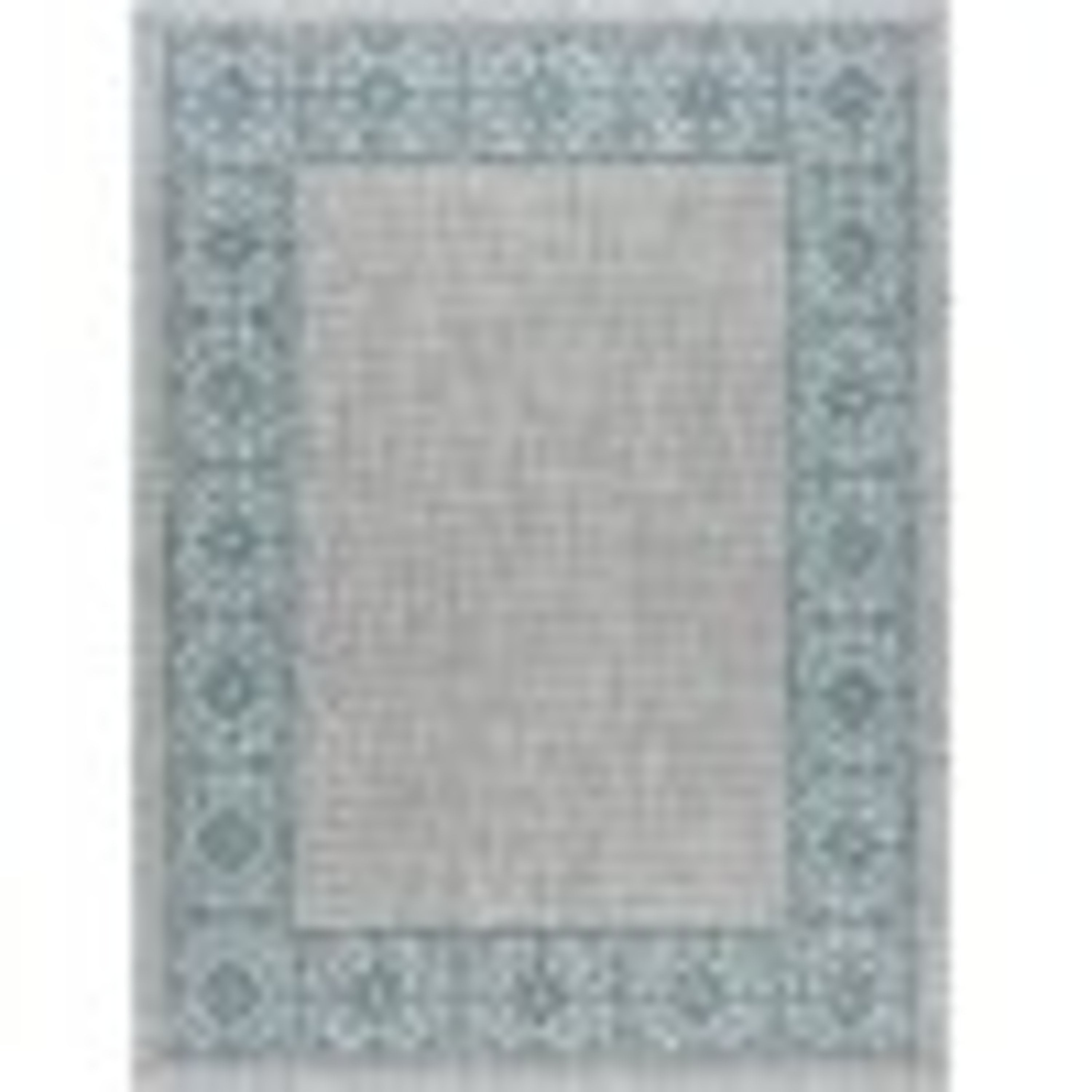 Veranda Traditional 8' x 10' Teal and Light Gray Polypropylene Outdoor Area Rug