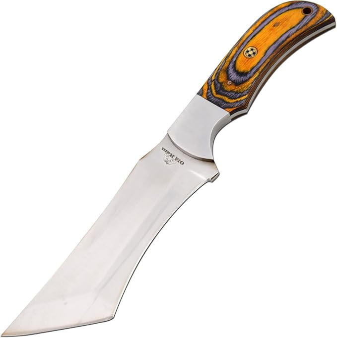 Old Ram 10.5" Big Jim Western Hunting Knife, Full Tang 6 inch Tanto Blade with Leather Sheath