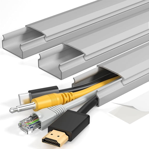 WarmHaven TV Cord Hider, 42In Large Cable Hider Grey, Wire Covers for 4 Cords, Wire Hiders for TV on Wall, Cable Raceway Concealer, W1.18in H0.6in, Grey