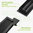 thumbnail image 6 of Naiture Louvered Floor Register, Modern Style Stainless Steel with Damper or Lever, Duct Size 4" X 10" (Overall Size 5-1/4" X 11-5/8"), Black Finish, 6 of 10