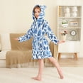 thumbnail image 4 of FORMRS Niños Bathrobe Unisex Hooded Robe Soft Plush Pajamas Sleepwear, Size 7-9T, Blue Floral Pattern, 4 of 7