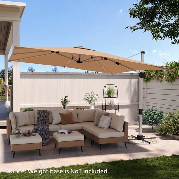 LAUSAINT HOME Outdoor Patio 11 FT Large Cantilever Umbrella, Windproof Offset with 360-degree Rotation for Backyard, Pool, Lawn, Deck, Beige