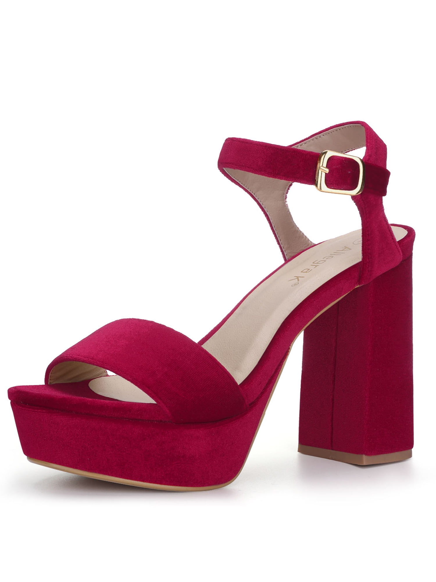 red platform block heels