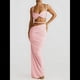 thumbnail image 5 of Conjunto de 2 Piezas para Mujer, Sexy, , de Verano, con Top Fruncido y Espalda Descubierta, y Falda con Aberturas, Vestido de Noche. Rosa M, 5 of 7