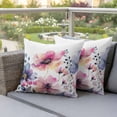 thumbnail image 4 of Spring Floral Pillow Covers 2 Pack Pink Blue Wildflowers Plants Farmhouse Style Pillowcase Waterproof Outdoor Throw Pillow Cover for Patio Garden Square Cushion 18”x18”, 4 of 9