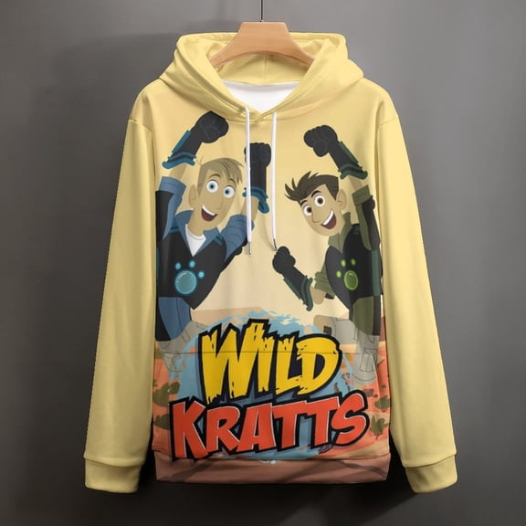 Wild Kratts Hoodies for Men Women 3D Print Pullover Novelty Hooded Sweatshirt Hoodies with Big Pockets S