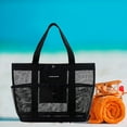 thumbnail image 6 of LHNFT Mesh Beach Bag with Rope Handles, Mesh Tote Bag for Women Contains Wicker Oversized Beach Tote Bag with 5 Small Pockets (Black), 6 of 6