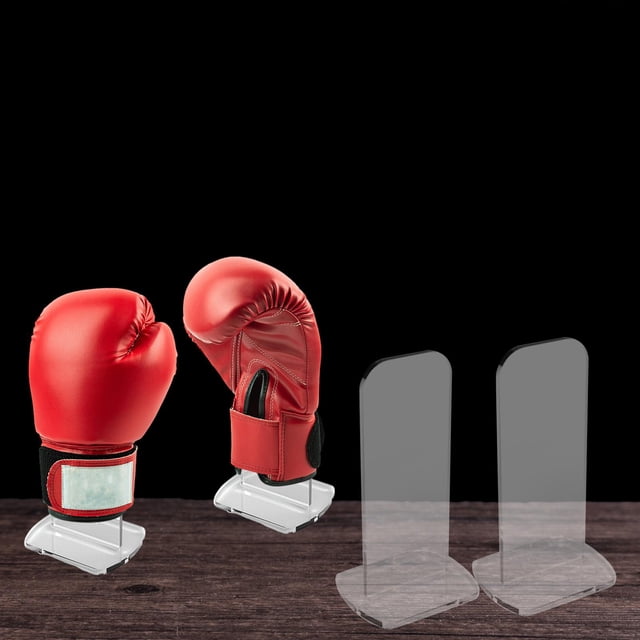 Paquete de 2 soportes de exhibición para guantes de boxeo con autógrafo, duraderos, para exhibición y almacenamiento, soporte de exhibición al por men Claro