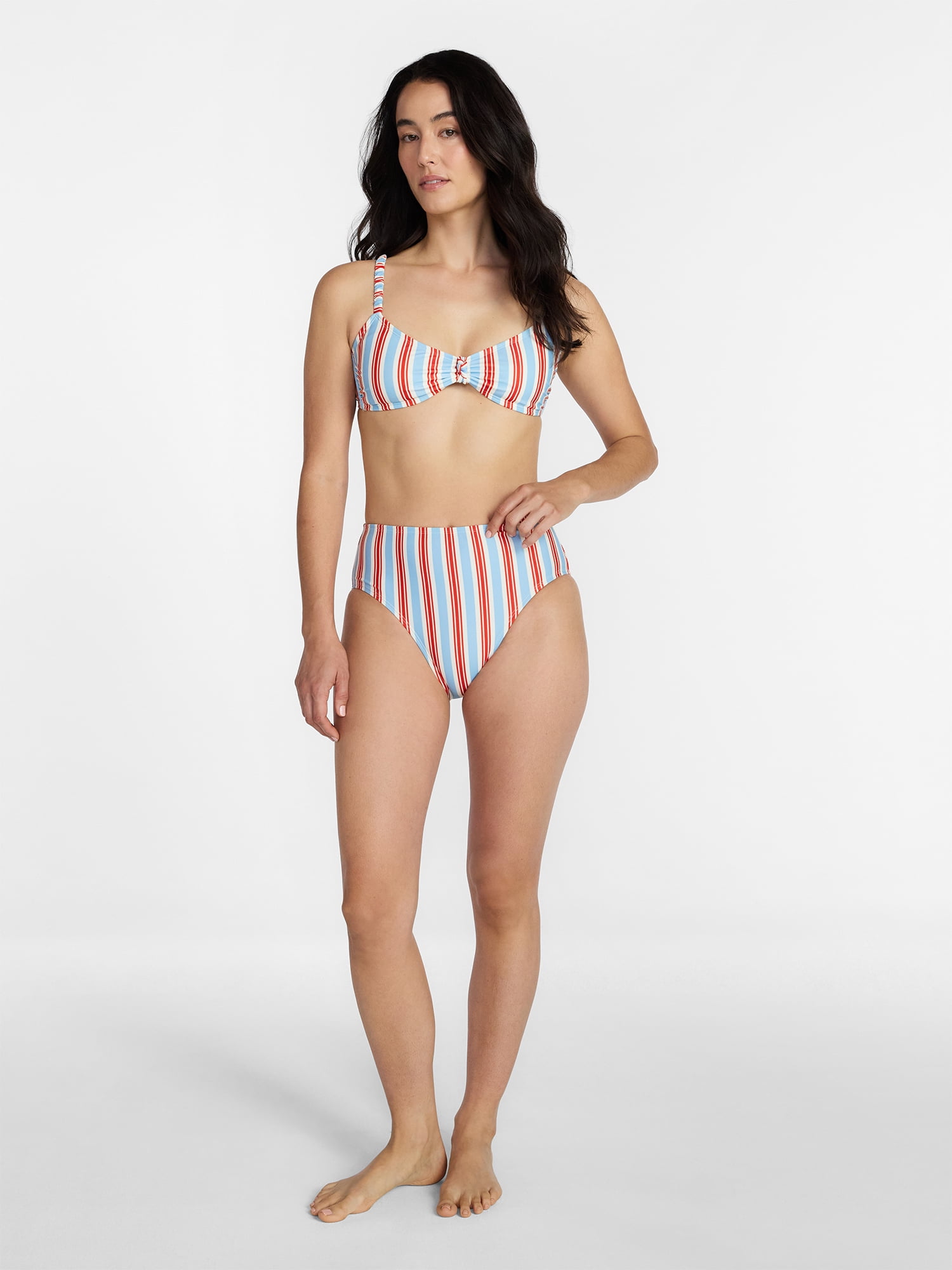 Time and Tru Women's High Waisted Bikini Bottoms, Sizes XS-3X