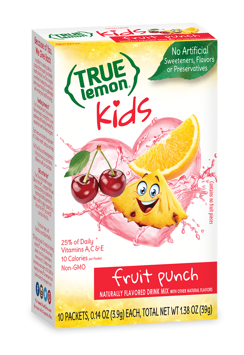 True Lemon Kids Fruit Punch Powdered Drink Mix, Low sugar, Low calories