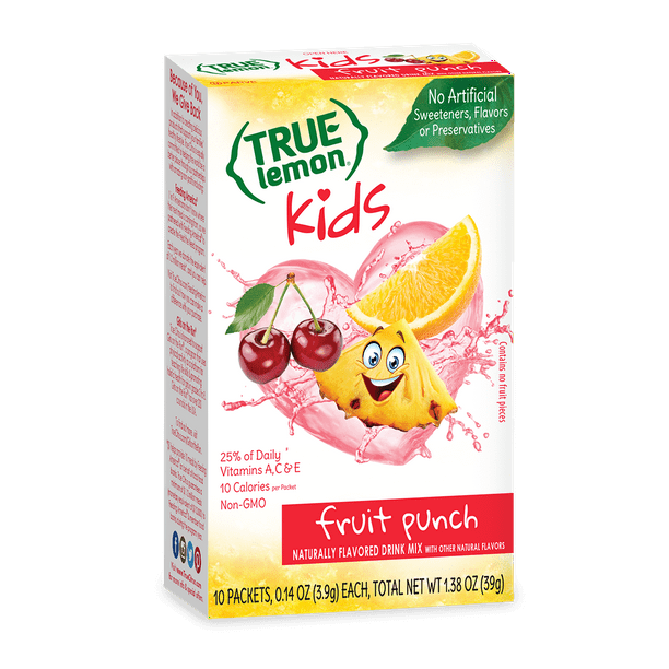 True Lemon Kids Fruit Punch Powdered Drink Mix, Low sugar, Low calories