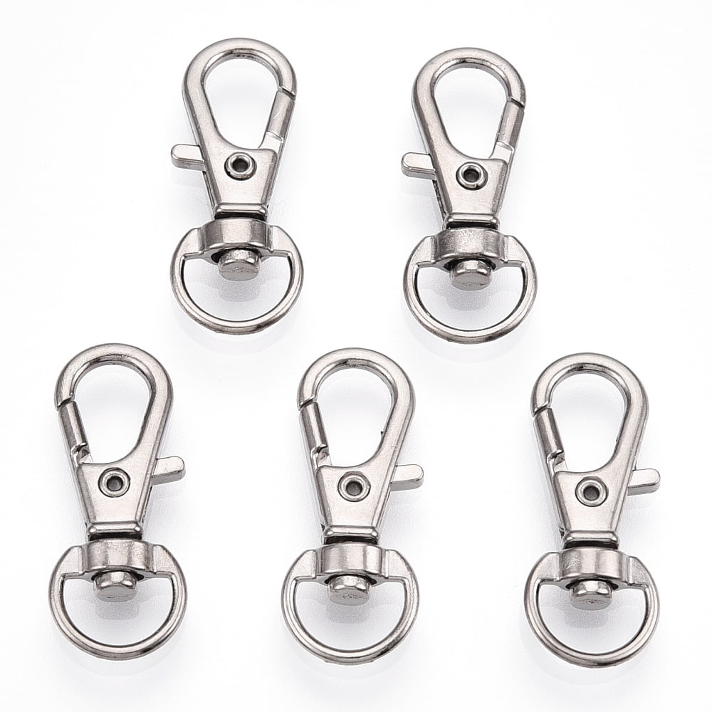 500pc Alloy Swivel Lobster Claw Clasps Swivel Snap Hook Fine Jewelry Findings Cadmium Free & Lead Free Platinum 31x12.5x5.5mm Hole: 5x9mm