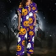 thumbnail image 5 of Womens Pajama Sets Halloween Silk Satshort Sleeve Button Up Top Shorts Comfortable Fall Winter Sleepwear Loungewear Nightwear Nightclothes Homewear, 5 of 7
