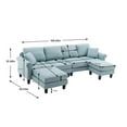 thumbnail image 6 of 108" U-shaped Sectional Couch, 6-Seat Linen Modular Couch with Chaise Lounge and Removable Cover, Modern Corner Couch with Ottoman for Living Room, Light Blue, 6 of 9