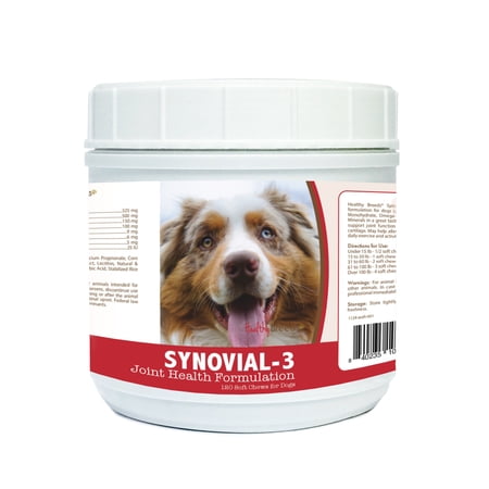 Healthy Breeds Synovial-3 Dog Hip and Joint Supplement for Australian Shepherd, Glucosamine Omega 3 Vitamin C & E Support, 120 Soft Chew Treats