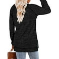 thumbnail image 4 of SHIBEVER Long Sleeve Tops For Women Fall Round Neck T Shirts Fashion Workout Split Tunics Tops Casual Cute Loose Fit Pullover Tops Blouses Black, 4 of 5