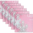 thumbnail image 6 of GZHJMY Soft Reusable Satin Table Decorative Napkins,20x20InX6 PCSPink Christmas Snowflake,Family Dinner Wedding Banquet, Cocktail Party, Kitchen,Birthday Party, 6 of 7