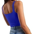 thumbnail image 2 of ORUYROP Women's Sleeveless Strappy Tank Square Neck Double Layer Workout Fitness Casual Basic Crop Tops, 2 of 7