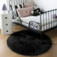 thumbnail image 4 of Alfombra redonda PAGISOFE negra para dormitorio, 150 x 150 cm, 4 of 7