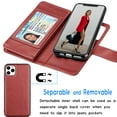 thumbnail image 3 of Tekcoo for 2019 iPhone 11, 11 Pro, 11 Pro Max Case Wallet, Luxury ID Cash Credit Card Slots Holder Carrying Pouch Folio Flip PU Leather Cover [Detachable Magnetic Hard Case] Lanyard - Wine Red, 3 of 6