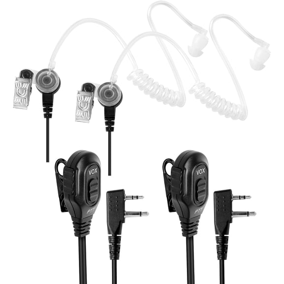 2 Pack Earpiece for Midland Radios – Acoustic Tube Surveillance Headset with PTT & Adjustable VOX Function, Compatible with Midland GXT, LXT, and G-Series Walkie Talkies