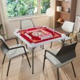 thumbnail image 4 of Yardi Yarda 35 Inch 4 Player Game Card Folding Mahjong Table with Cup Holders, Red, 4 of 10