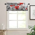thumbnail image 3 of PKQWTM Floral Red Poppies Black White Striped Window Curtain Valance Rod Pocket 54x18 inch, 3 of 5