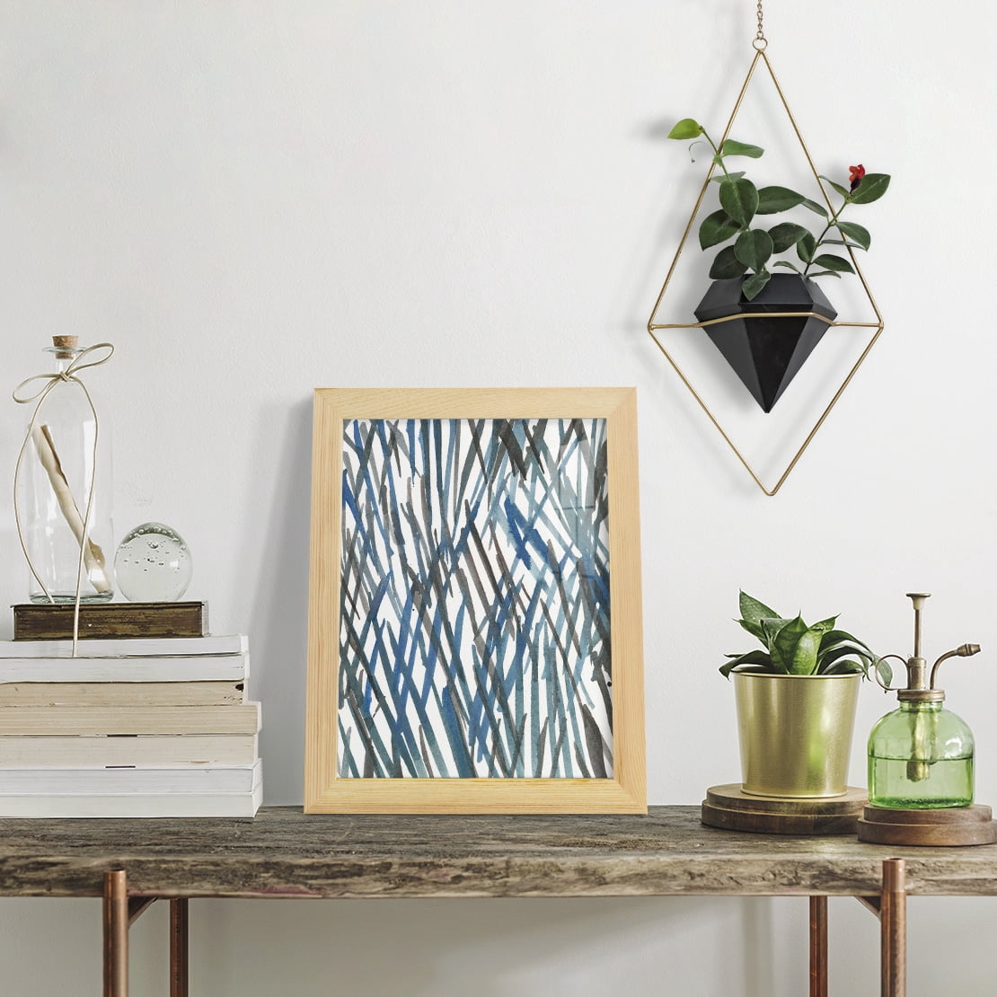 Blue Grass II - Framed Print w/glass - Natural Wood