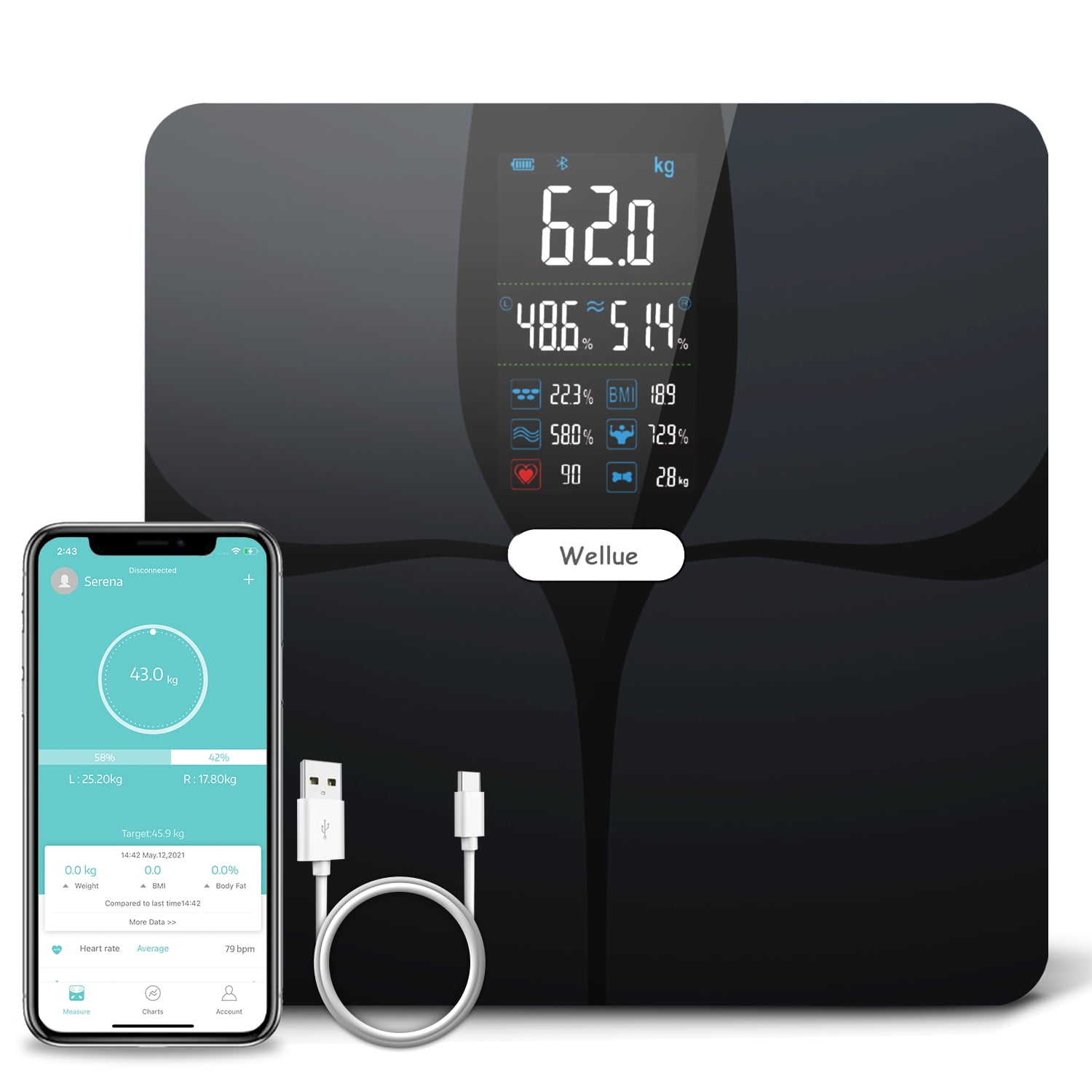 Homever Digital Body Weight Scale Bathroom Scales with Bluetooth Body Fat Scale 