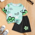 thumbnail image 2 of Rotm Baby Girl Clothes Summer Baby Girl Outfits Clothes Toddler Sets Infant Ruffle Short Sleeve Tshirts Shorts Kids Outfit Green,3-4 Years, 2 of 6