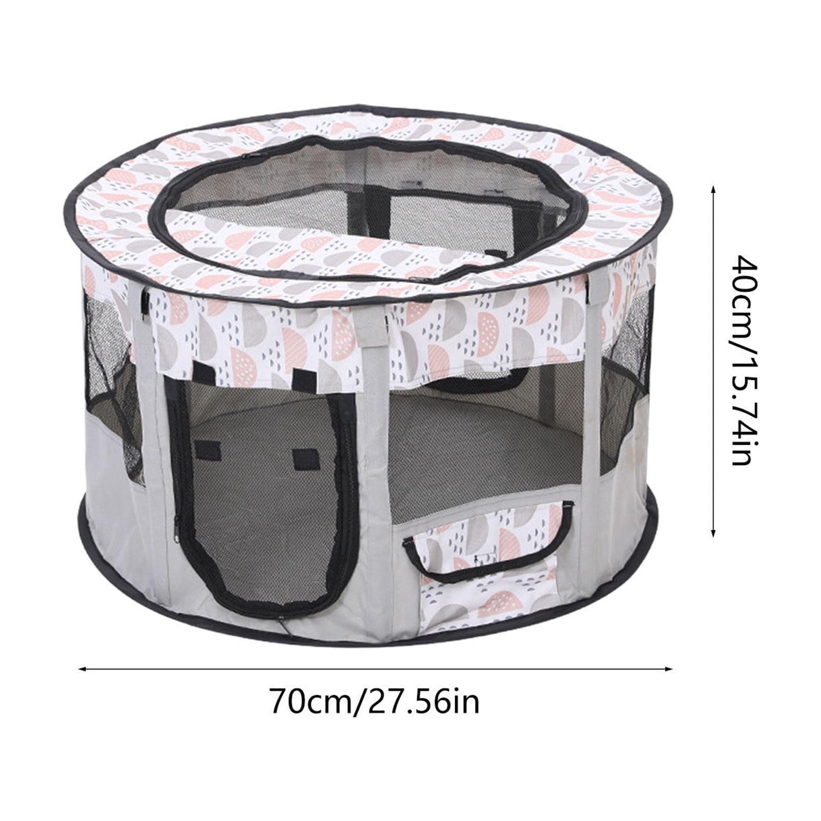 Portable Pet Cat Playpen, Round Cat Cages Indoor Collapsible Dog Crates Tent Kennel Playpen Indoor & Outdoor (Gray)