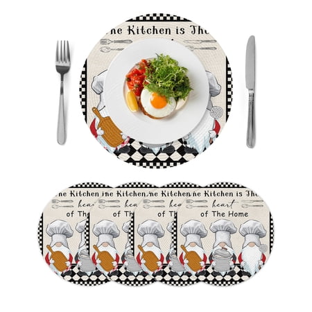 Beige Chef Gourmet Round Placemats Set of 4 for Dinning Tables Heat-proof Braided Table Mats 13 Inch Black White Plaid Kitchen Cook Washable Place Mat for Kitchen Restaurant Party Decor Table Setting Beige Chef Gourmet Round Placemats Set of 4 for Dinning Tables Heat-proof Braided Table Mats 13 Inch Black White Plaid Kitchen Cook Washable Place Mat for Kitchen Restaurant Party Decor Table Setting